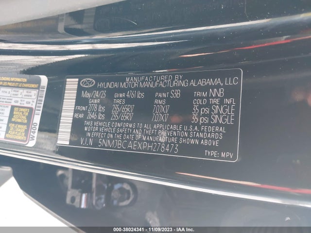 2023 HYUNDAI TUCSON SEL VIN: 5NMJBCAEXPH278473