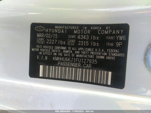 2015 HYUNDAI GENESIS 3.8 ULTIMATE VIN: KMHHU6KJ1FU127935