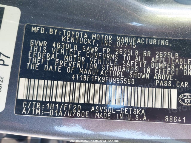 Toyota CAMRY SE 2015 4T1BF1FK9FU995560 Image 9
