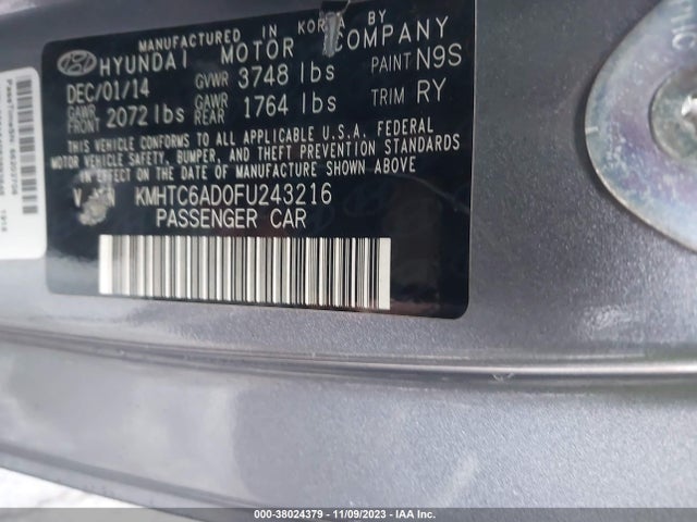 2015 HYUNDAI VELOSTER VIN: KMHTC6AD0FU243216