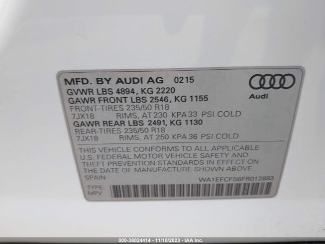 WA1EFCFS6FR012893 Audi Q3 2.0t Premium Plus