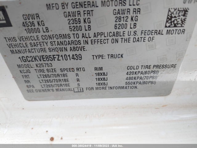 Chevrolet Silverado 2500hd Lt 2015 1GC2KVE85FZ101439 Image 9