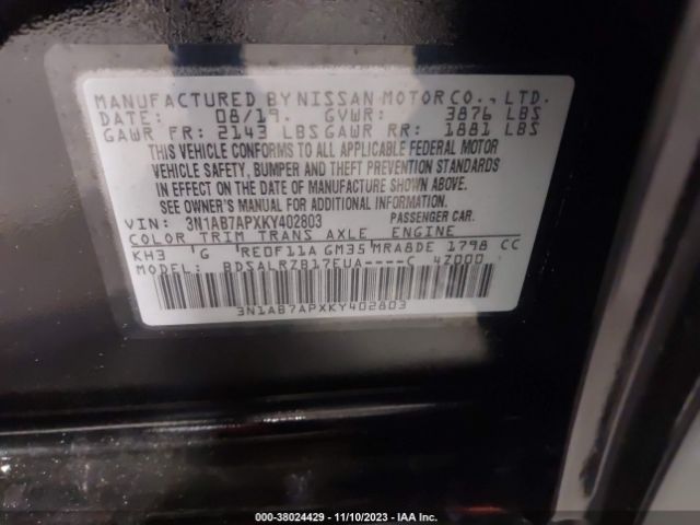 3N1AB7APXKY402803 Nissan SENTRA SR