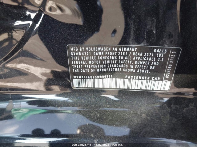 WVWKP7AU7GW900531 Volkswagen E-golf Se