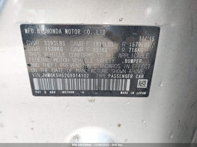 Honda FIT LX 2016 JHMGK5H52GX014102 Image 9