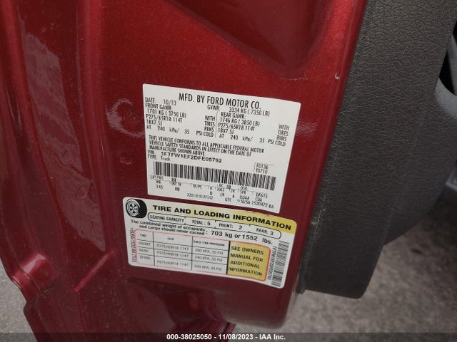 2013 FORD F-150 FX4 VIN: 1FTFW1EF2DFE05792