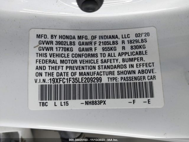 19XFC1F35LE209299 Honda CIVIC EX