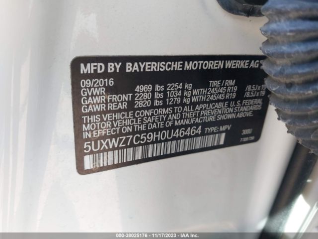 5UXWZ7C59H0U46464 BMW X3 Sdrive28i