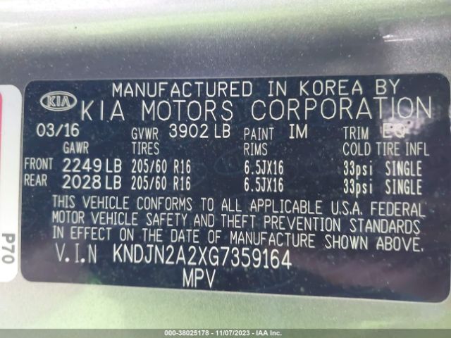 KNDJN2A2XG7359164 KIA Soul Base