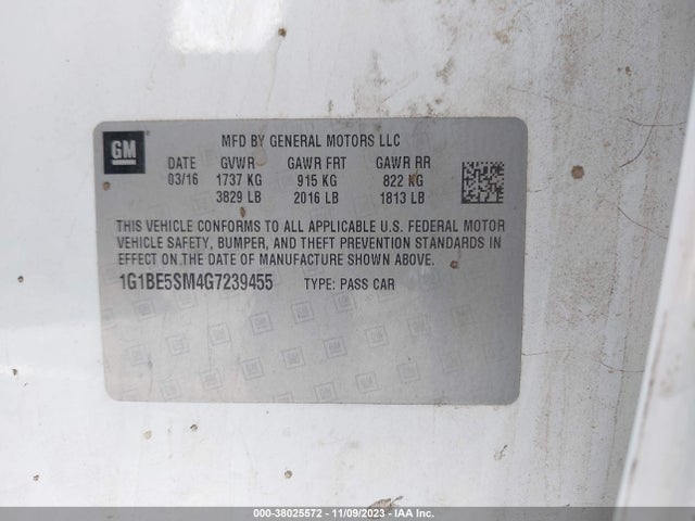 Chevrolet Cruze Lt Auto 2016 1G1BE5SM4G7239455 Image 9