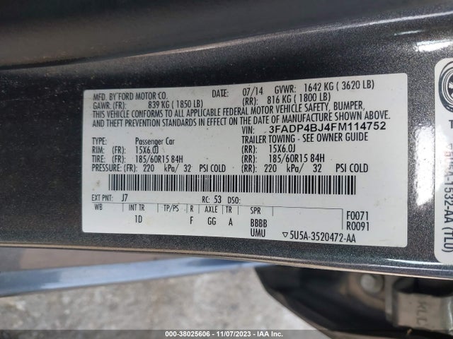 3FADP4BJ4FM114752 Ford 2015