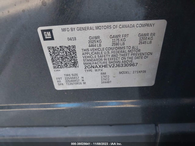 Chevrolet EQUINOX LS 2018 2GNAXHEV2J6330967 Image 9
