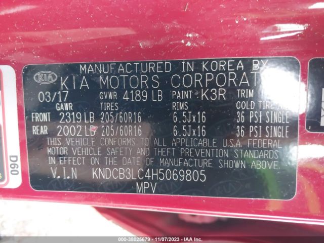 KNDCB3LC4H5069805 KIA NIRO LX