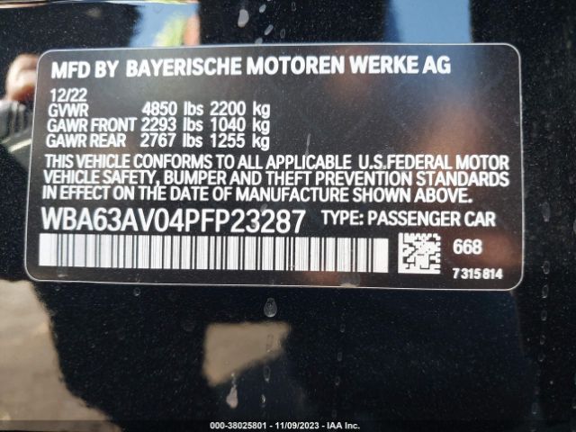 WBA63AV04PFP23287 BMW 4 Series 430i
