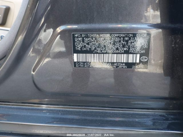 2008 LEXUS LS 460 JTHBL46F885068434 Photo 8