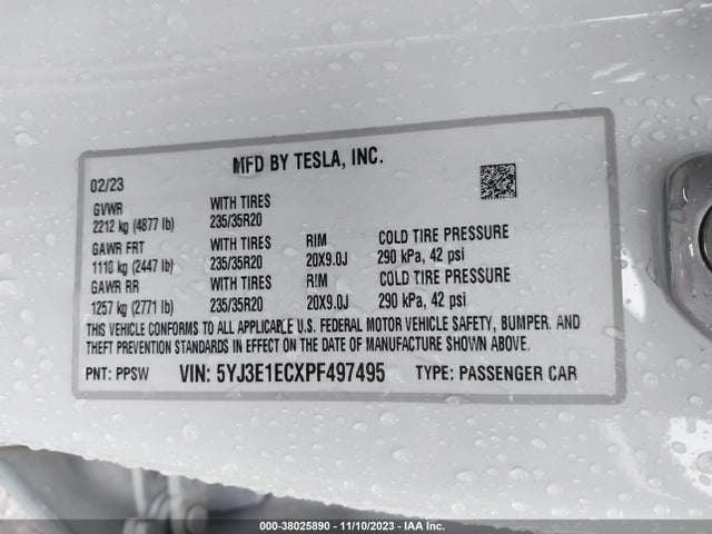 2023 TESLA MODEL 3 5YJ3E1ECXPF497495 Photo 8