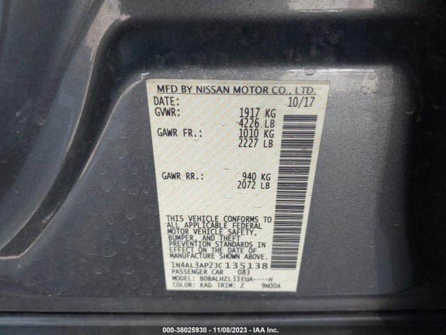 2018 NISSAN ALTIMA 2.5 SR VIN: 1N4AL3AP2JC135138