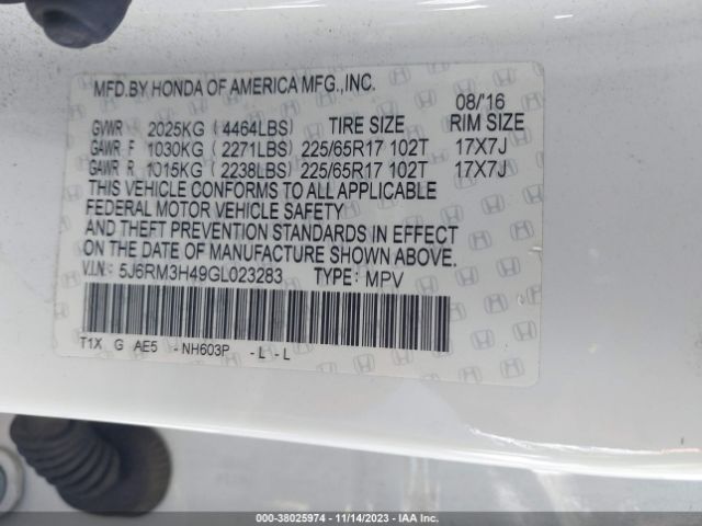 5J6RM3H49GL023283 Honda CR-V SE