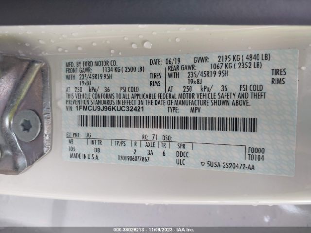 2019 FORD ESCAPE 1FMCU9J96KUC32421 Photo 8