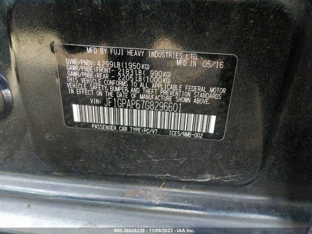 JF1GPAP67G8296601 Subaru Impreza 2.0i Sport Premium