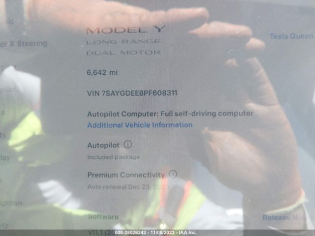 7SAYGDEE8PF608311 Tesla Model Y Awd/long Range Dual Motor All-wheel Drive