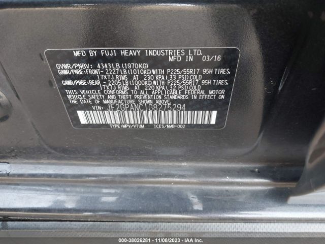 JF2GPANC1G8275294 Subaru Crosstrek 2.0i Limited