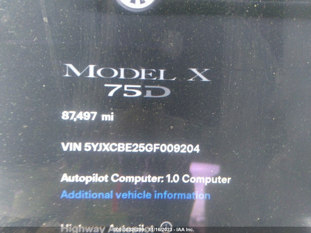 2016 TESLA MODEL X 60D/70D/75D/90D/P100D VIN: 5YJXCBE25GF009204