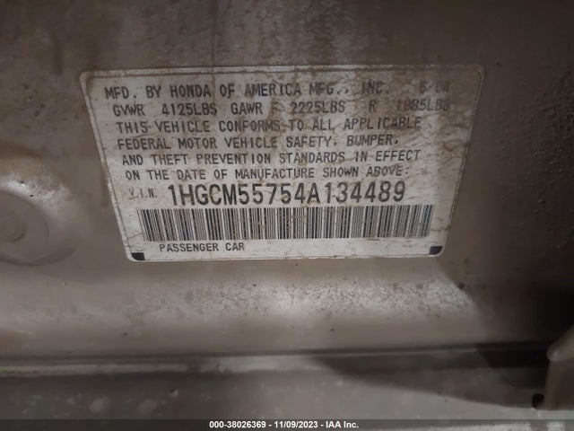 2004 HONDA ACCORD SDN EX VIN: 1HGCM55754A134489