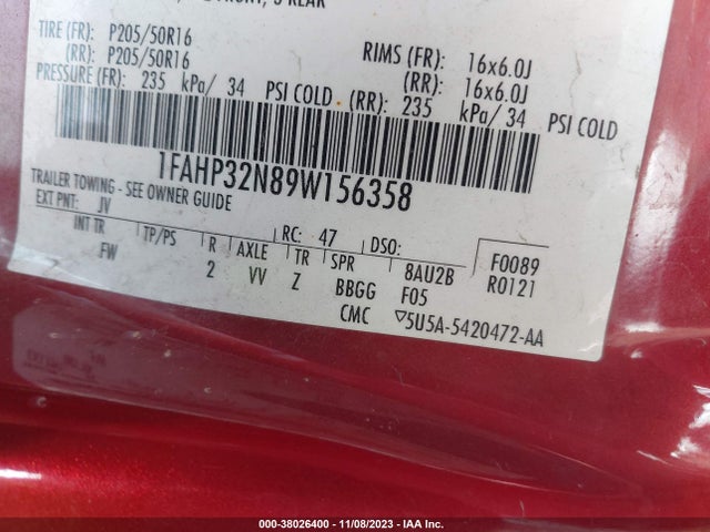 2009 FORD FOCUS SE VIN: 1FAHP32N89W156358