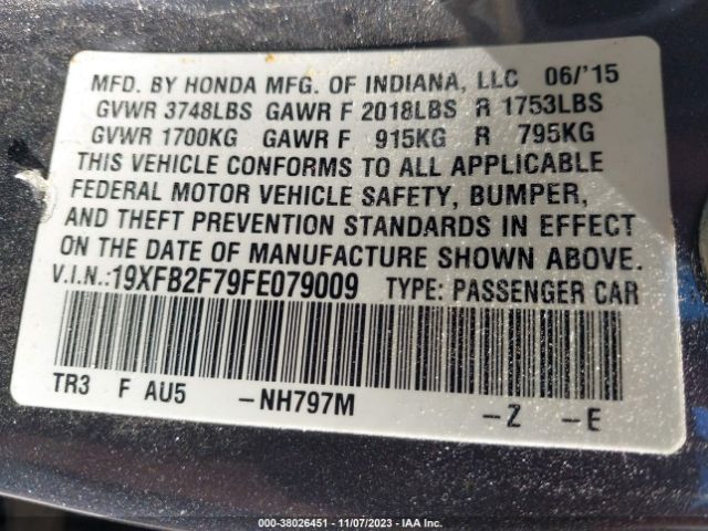 19XFB2F79FE079009 Honda CIVIC SE