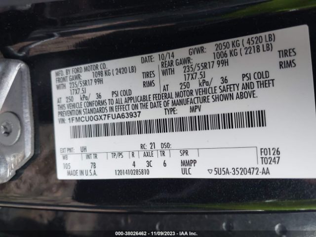 1FMCU0GX7FUA63937 Ford ESCAPE SE