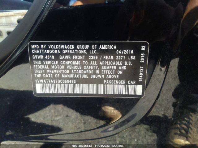 1VWAT7A37GC050493 Volkswagen Passat 1.8t S