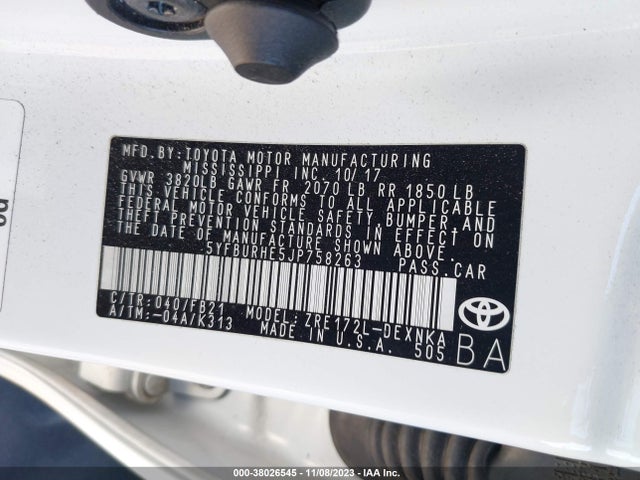 Toyota Corolla Xle 2018 5YFBURHE5JP758263 Image 9
