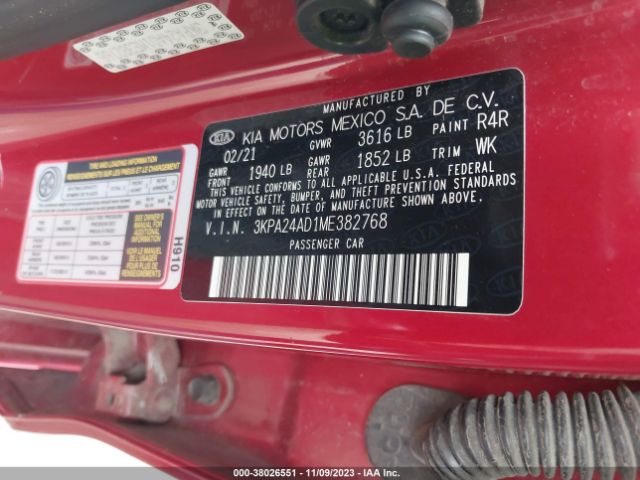 3KPA24AD1ME382768 KIA RIO S