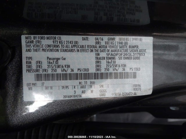 Ford 2016 2016 1FADP3F26GL317853 Image 20