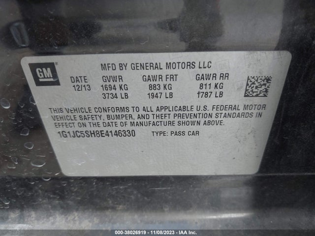 Chevrolet Sonic Lt Auto 2014 1G1JC5SH8E4146330 Image 9