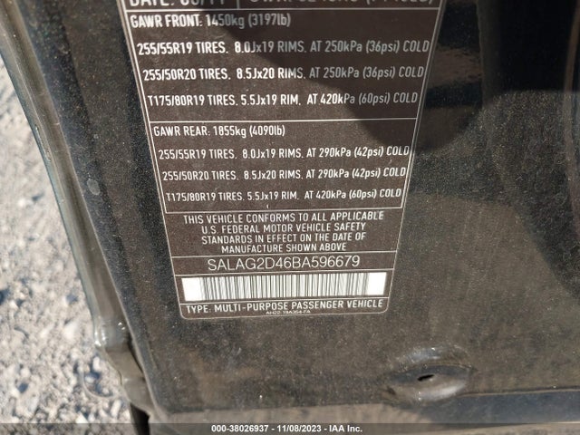2011 LAND ROVER LR4 HSE VIN: SALAG2D46BA596679