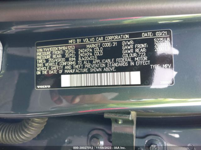 2021 VOLVO XC60 YV4102DK1M1841253 Photo 8