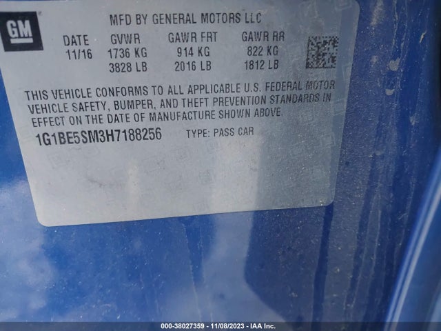 Chevrolet Cruze Lt Auto 2017 1G1BE5SM3H7188256 Image 9