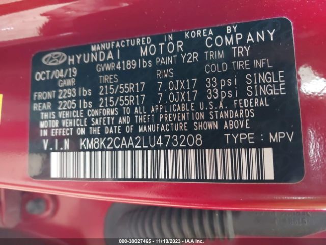 2020 HYUNDAI KONA KM8K2CAA2LU473208 Photo 8