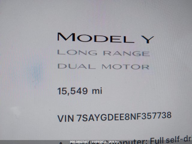 2022 TESLA MODEL Y 7SAYGDEE8NF357738 Photo 6