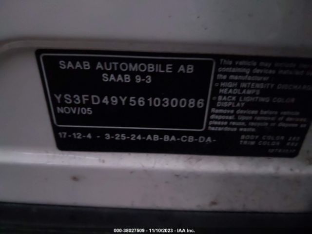2006 SAAB 9-3 YS3FD49Y561030086 Photo 8