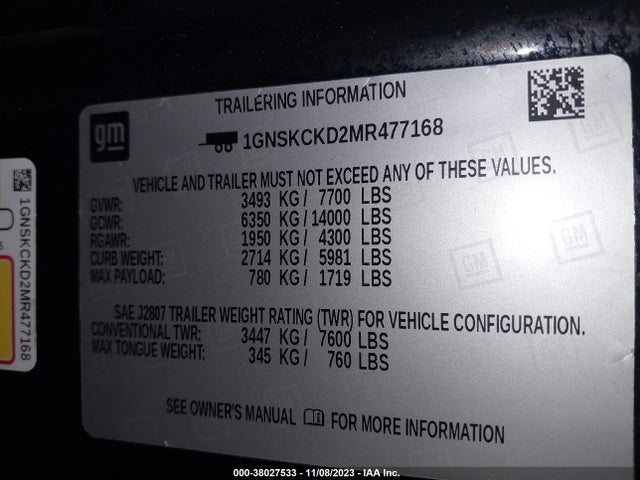 Chevrolet Suburban 4wd Lt 2021 1GNSKCKD2MR477168 Image 9