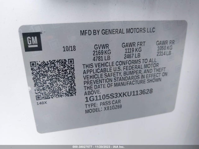Chevrolet Impala Premier 2019 1G1105S3XKU113628 Image 9