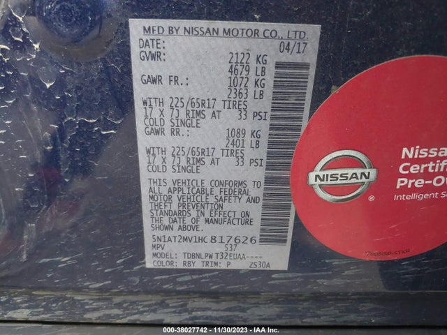 Nissan ROGUE S 2017 5N1AT2MV1HC817626 Image 9