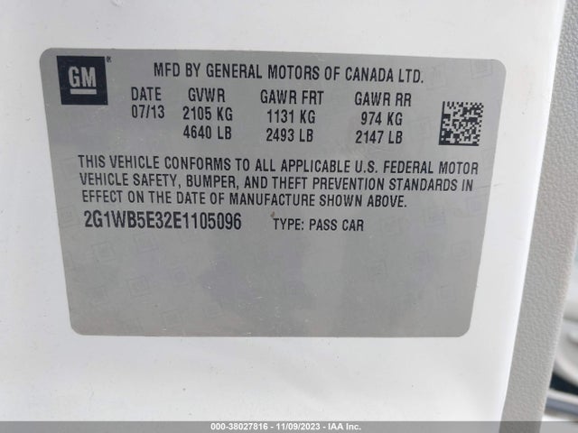 Chevrolet Impala Limited Lt 2014 2G1WB5E32E1105096 Image 9