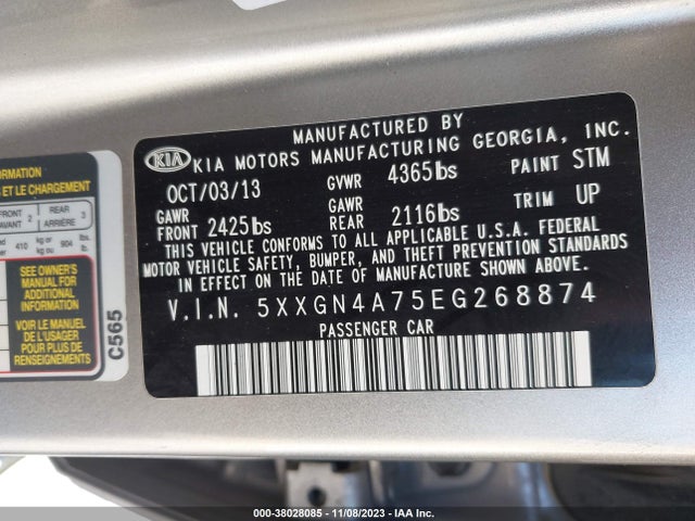 KIA OPTIMA EX 2014 5XXGN4A75EG268874 Image 9