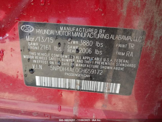 5NPDH4AE0GH659172 Hyundai Elantra Limited