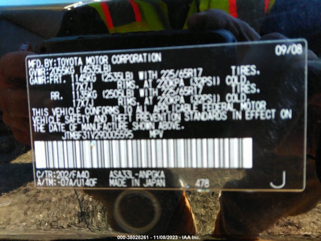 2009 TOYOTA RAV4 LIMITED VIN: JTMBF31V29D005595