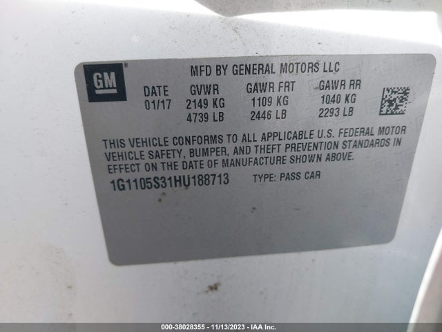 Chevrolet IMPALA 1LT 2017 1G1105S31HU188713 Image 9